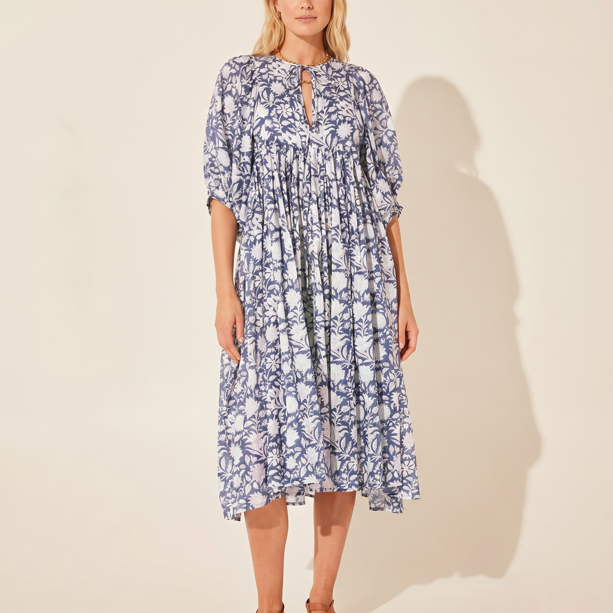 Mona | Midi Boho Dress with Floral Print