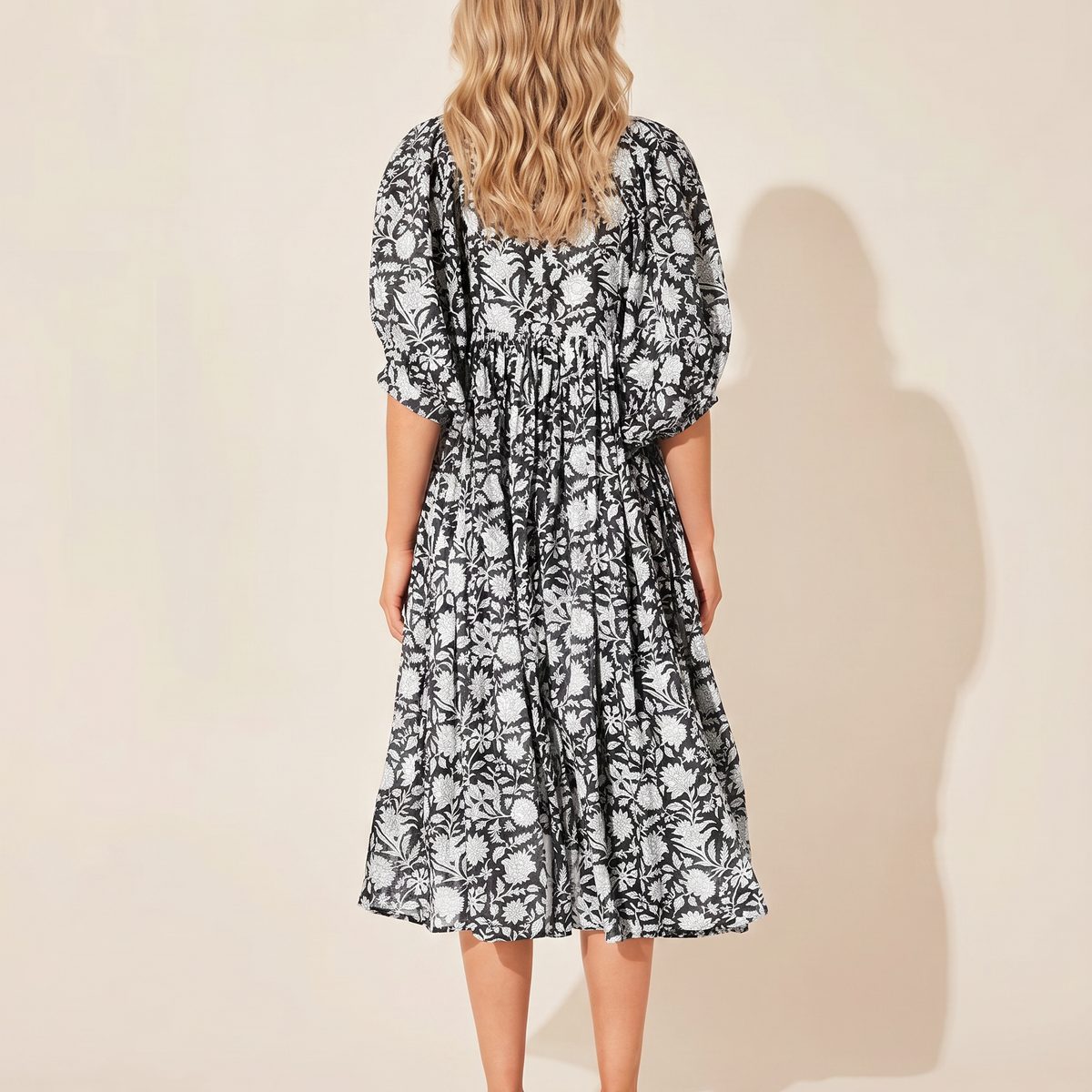 Mona | Midi Boho Dress with Floral Print