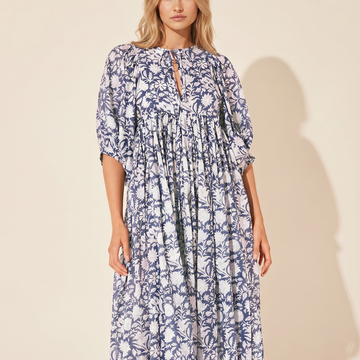 Mona | Midi Boho Dress with Floral Print