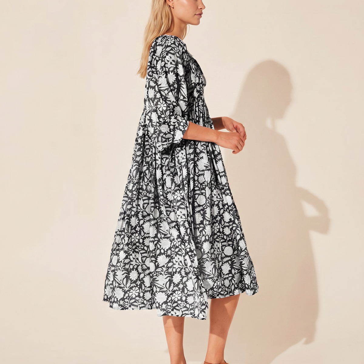 Mona | Midi Boho Dress with Floral Print