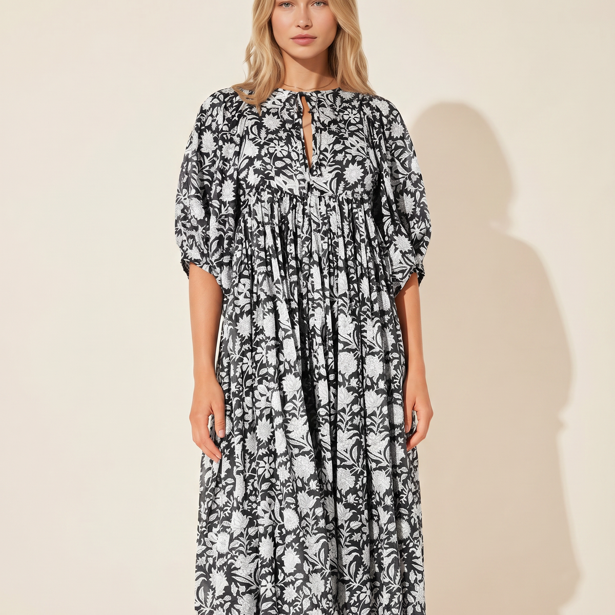 Mona | Midi Boho Dress with Floral Print