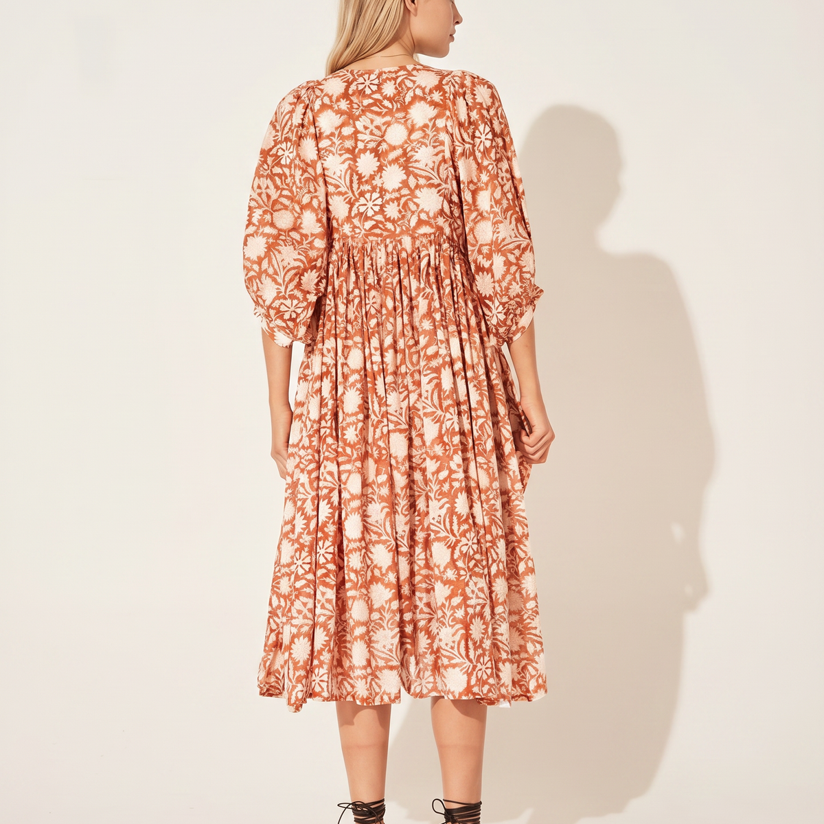 Mona | Midi Boho Dress with Floral Print