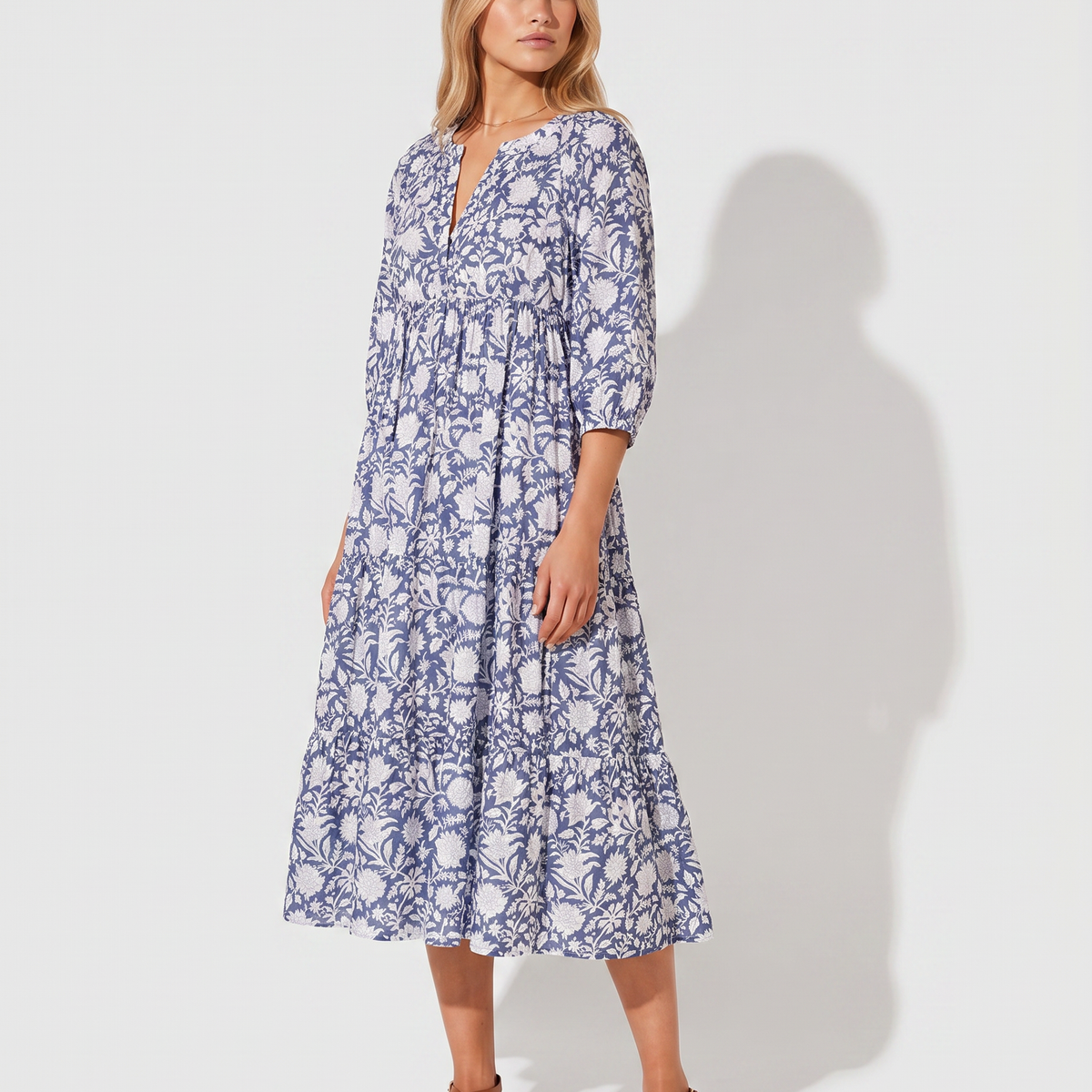 Mona | Midi Boho Dress with Floral Print