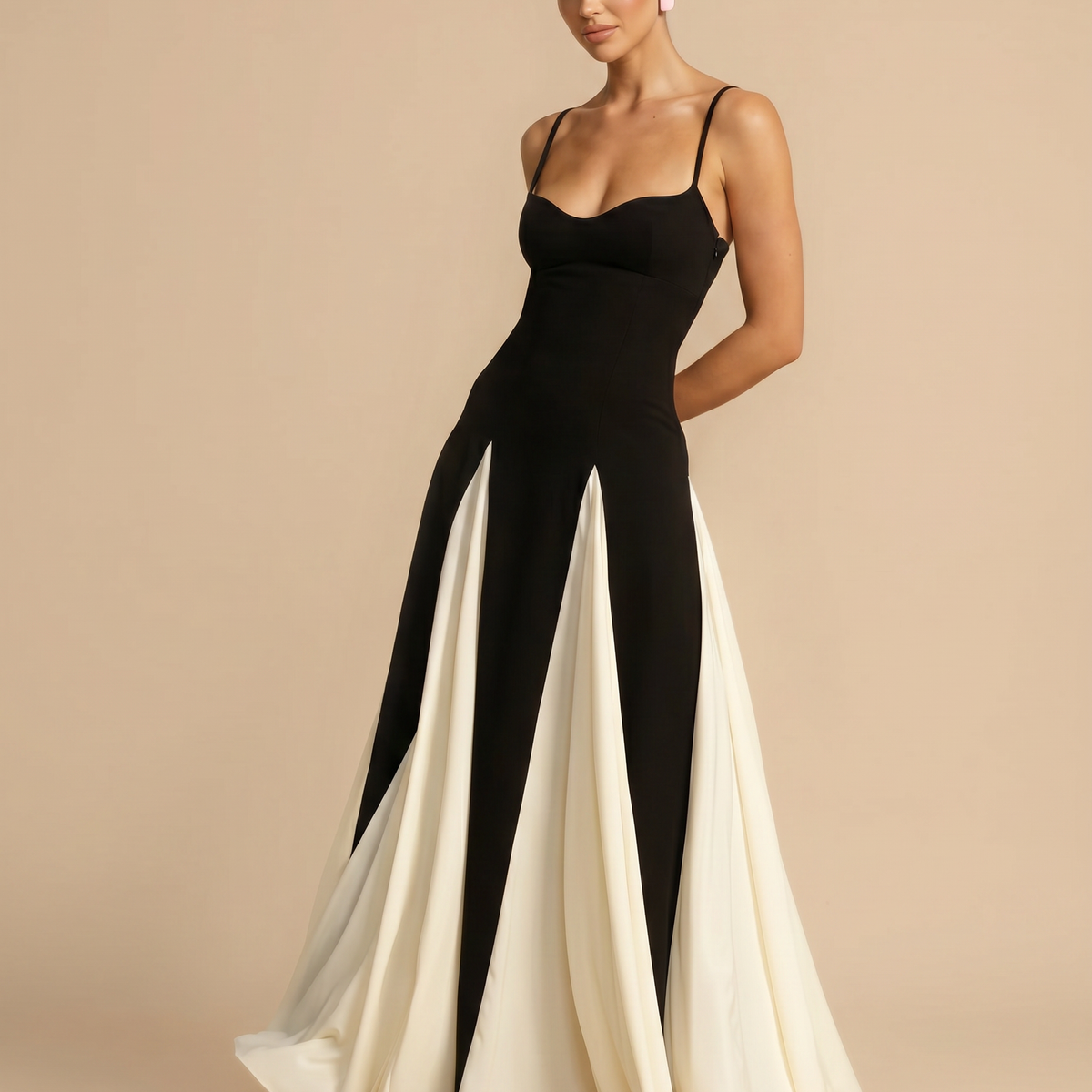 Lupe | Maxi Dress with Contrast Panel Skirt