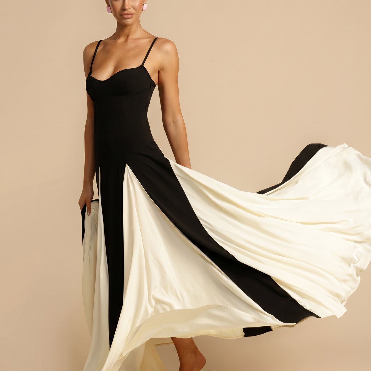 Lupe | Maxi Dress with Contrast Panel Skirt