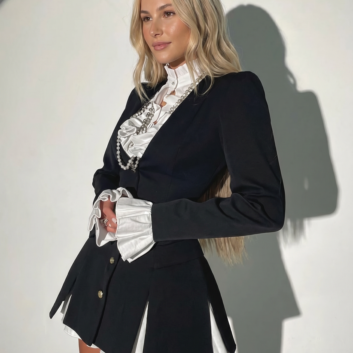 Tenley | Mini Shirt Dress with Ruffle Detail