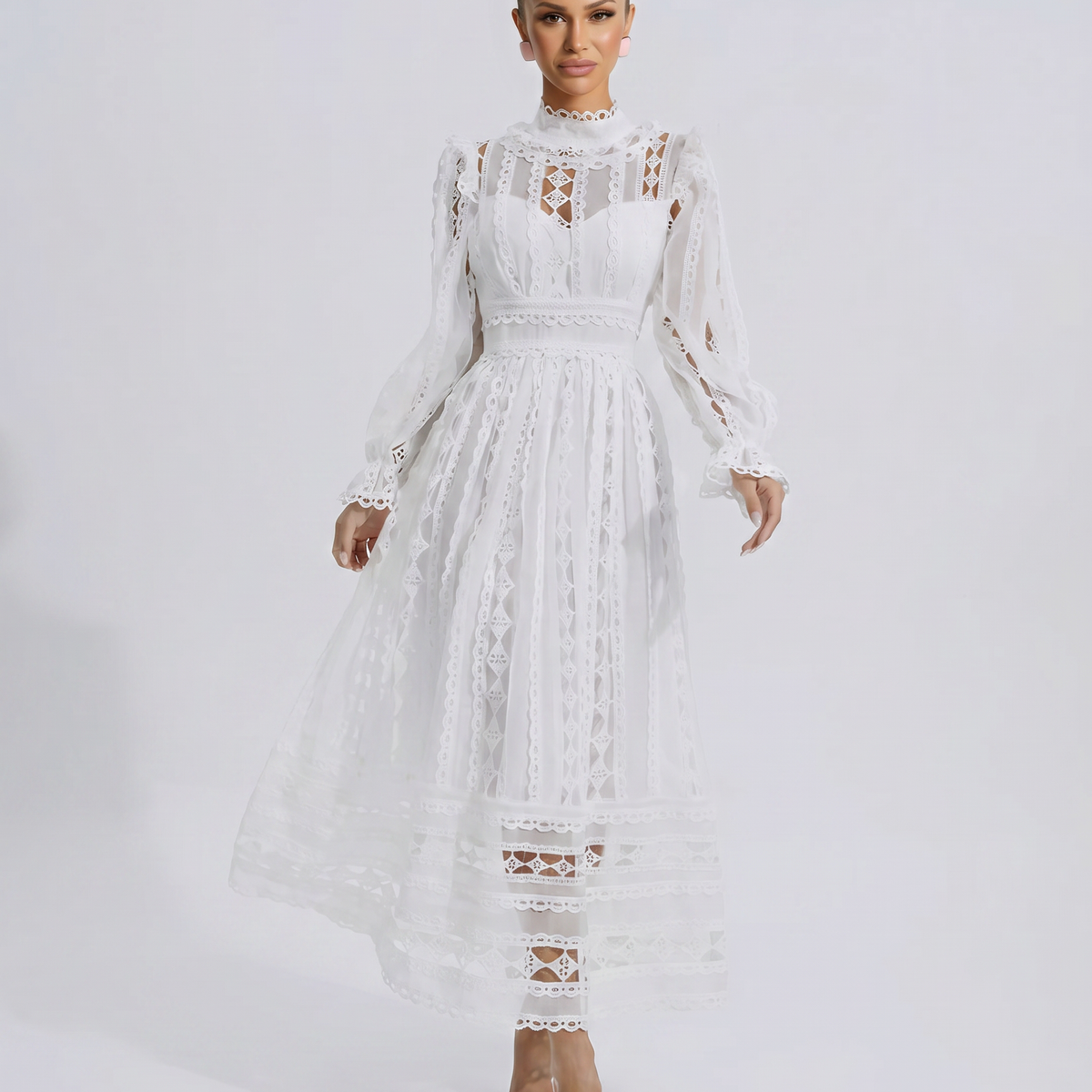 Juliet | Midi Lace Dress with Long Sleeves