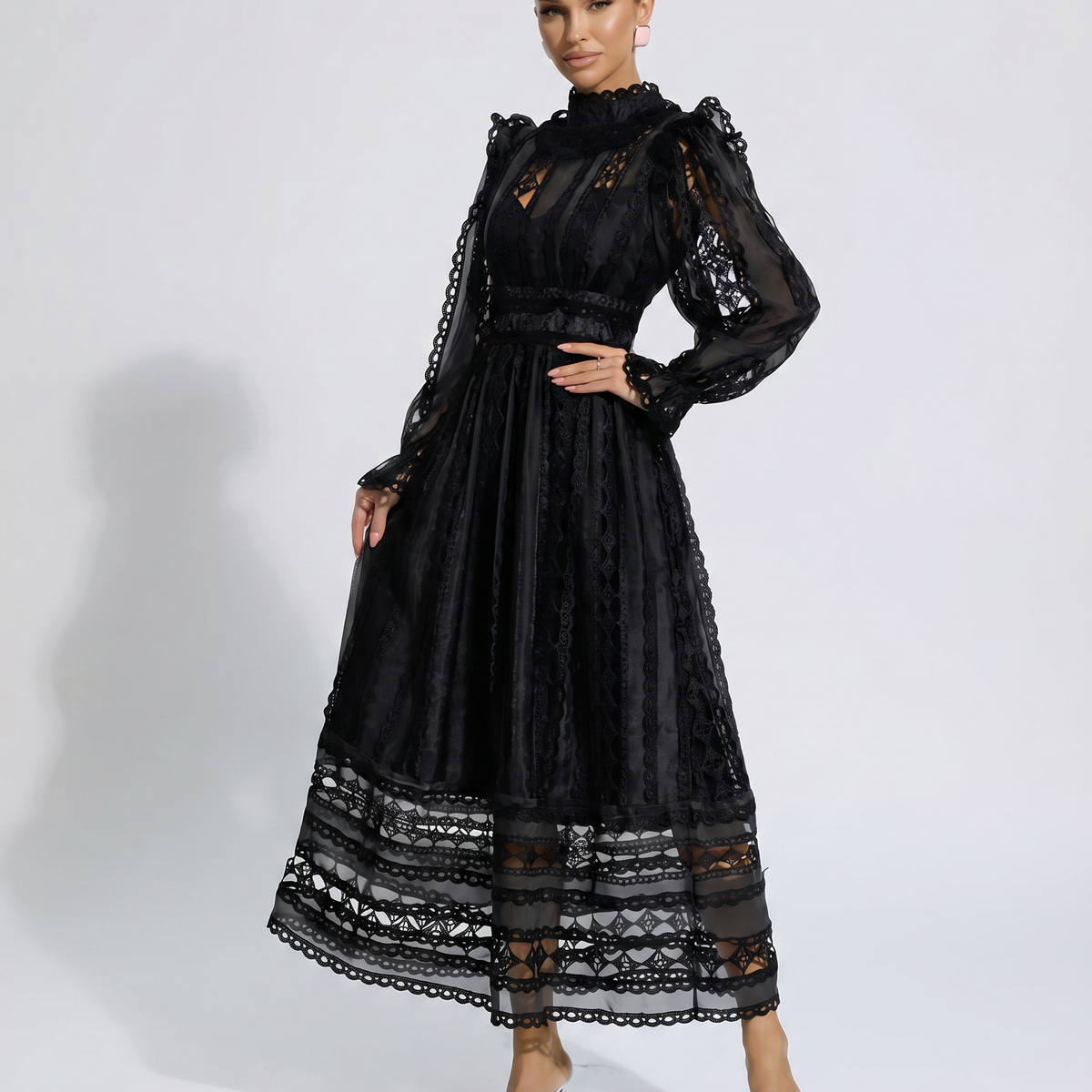 Juliet | Midi Lace Dress with Long Sleeves