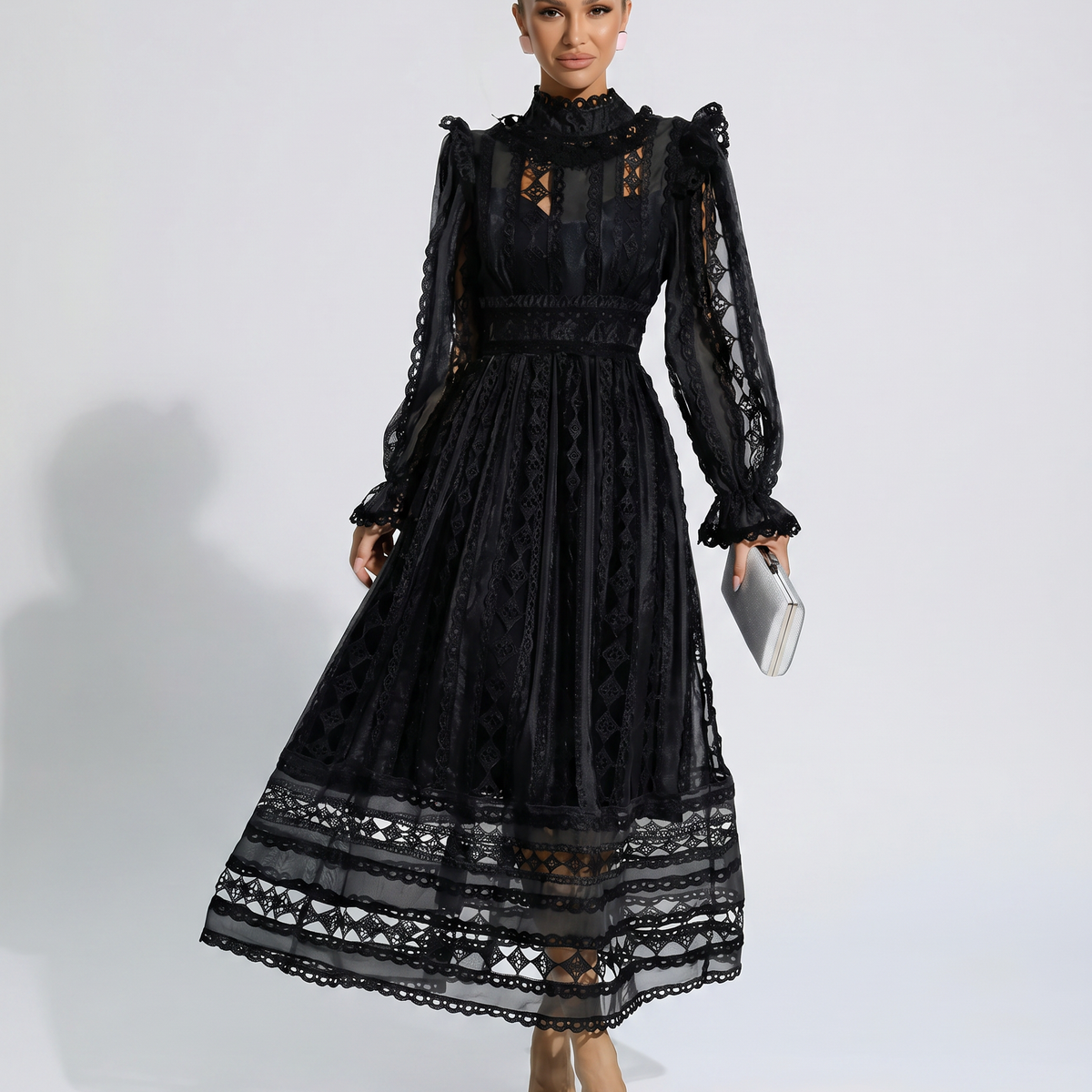 Juliet | Midi Lace Dress with Long Sleeves