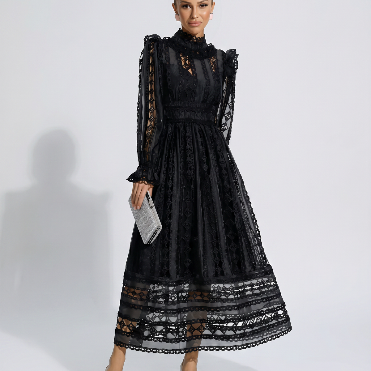 Juliet | Midi Lace Dress with Long Sleeves