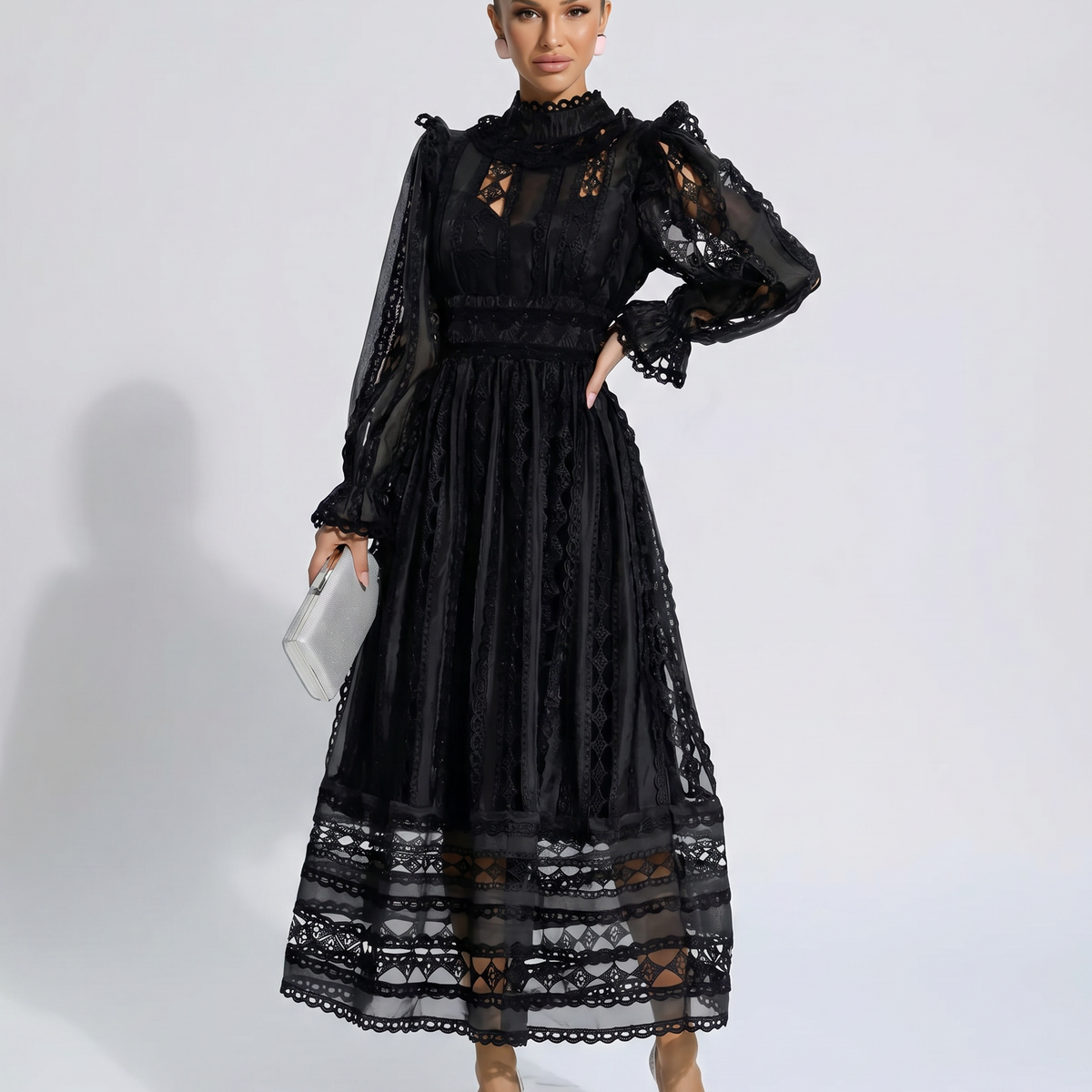 Juliet | Midi Lace Dress with Long Sleeves