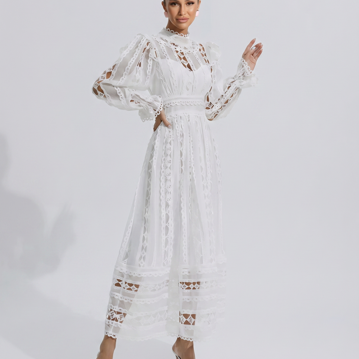 Juliet | Midi Lace Dress with Long Sleeves