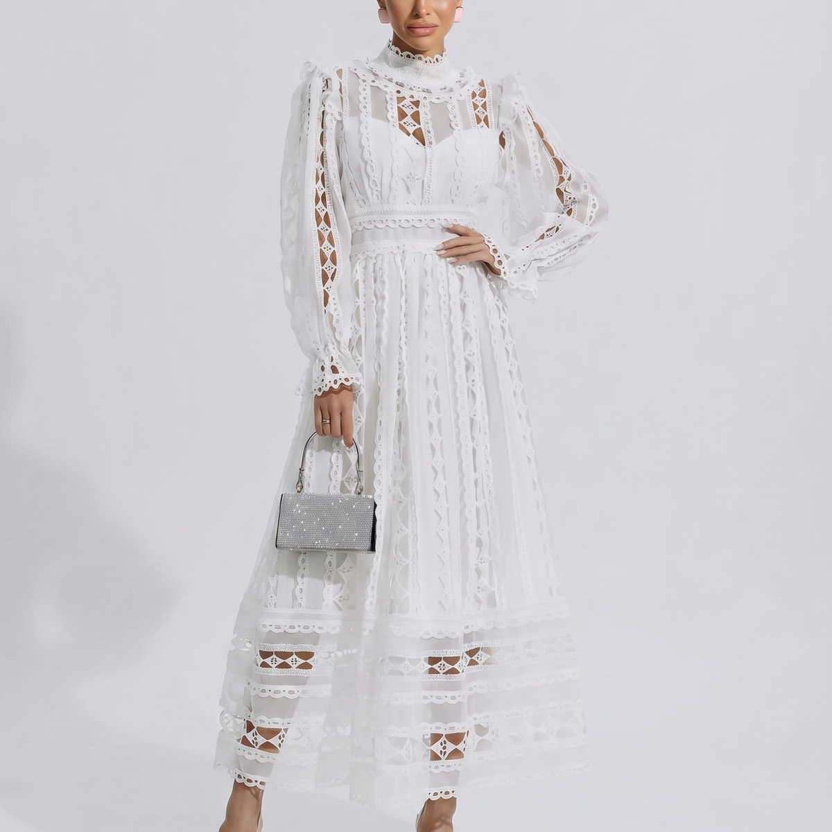 Juliet | Midi Lace Dress with Long Sleeves