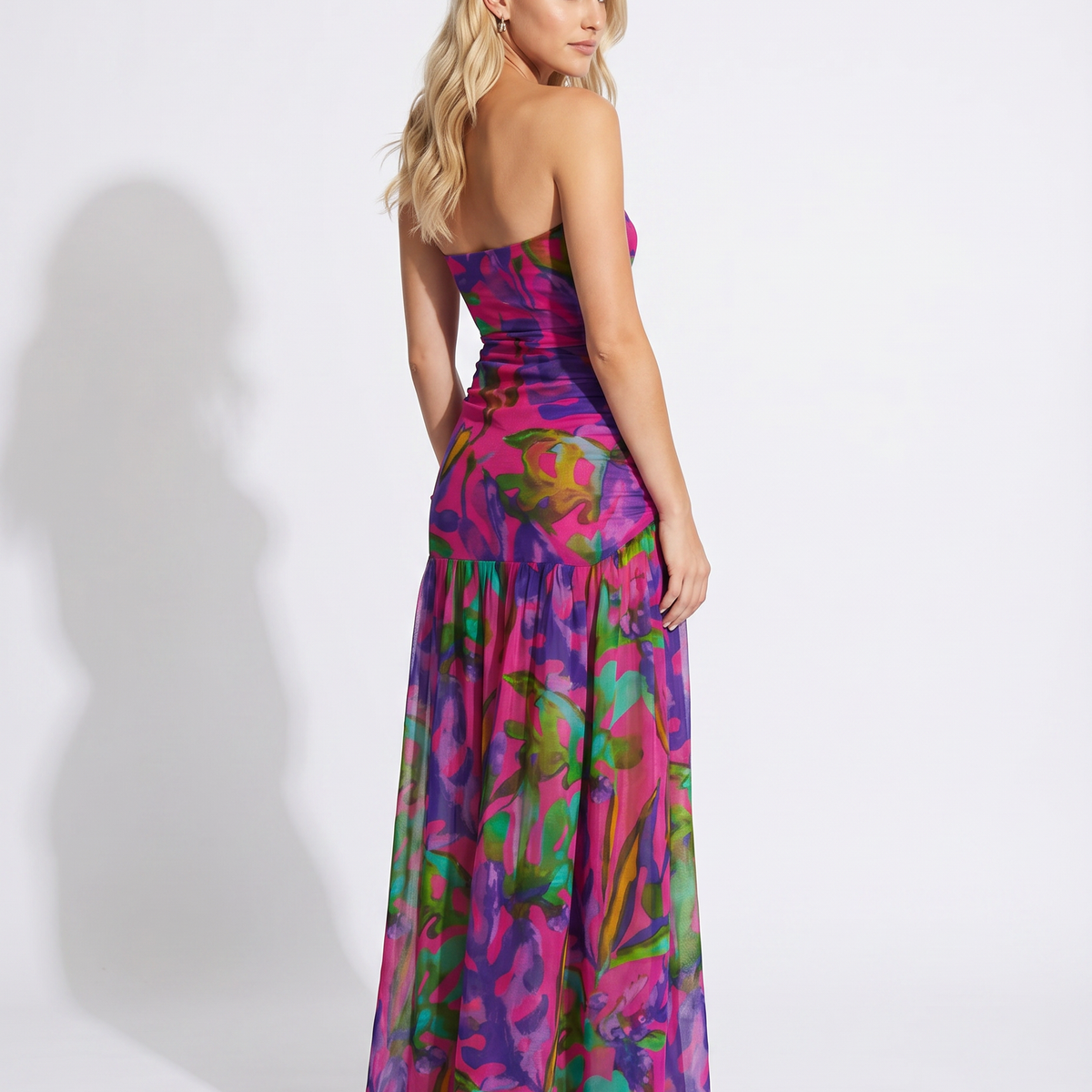 Lucille | Strapless Maxi Dress with Sheer Skirt