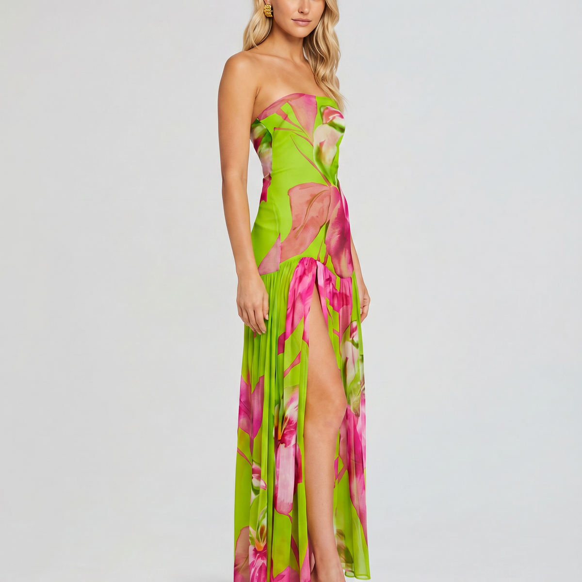Lucille | Strapless Maxi Dress with Sheer Skirt