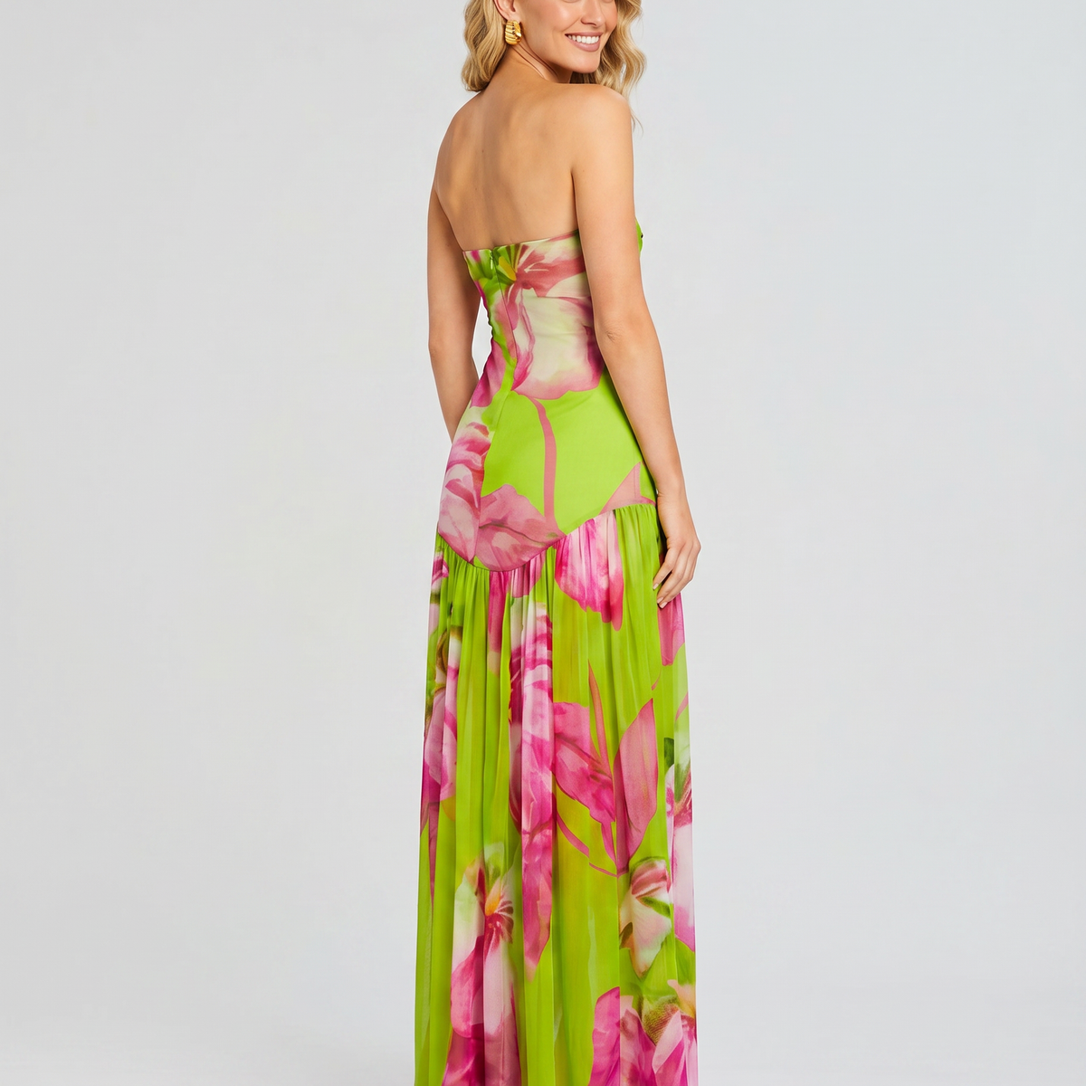 Lucille | Strapless Maxi Dress with Sheer Skirt