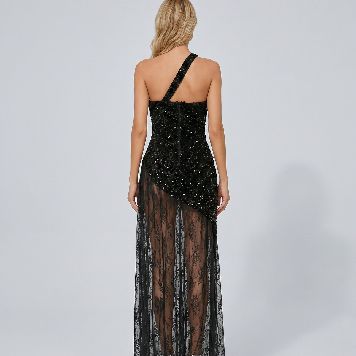 Beverly | Maxi Dress with One Shoulder and Lace Overlay