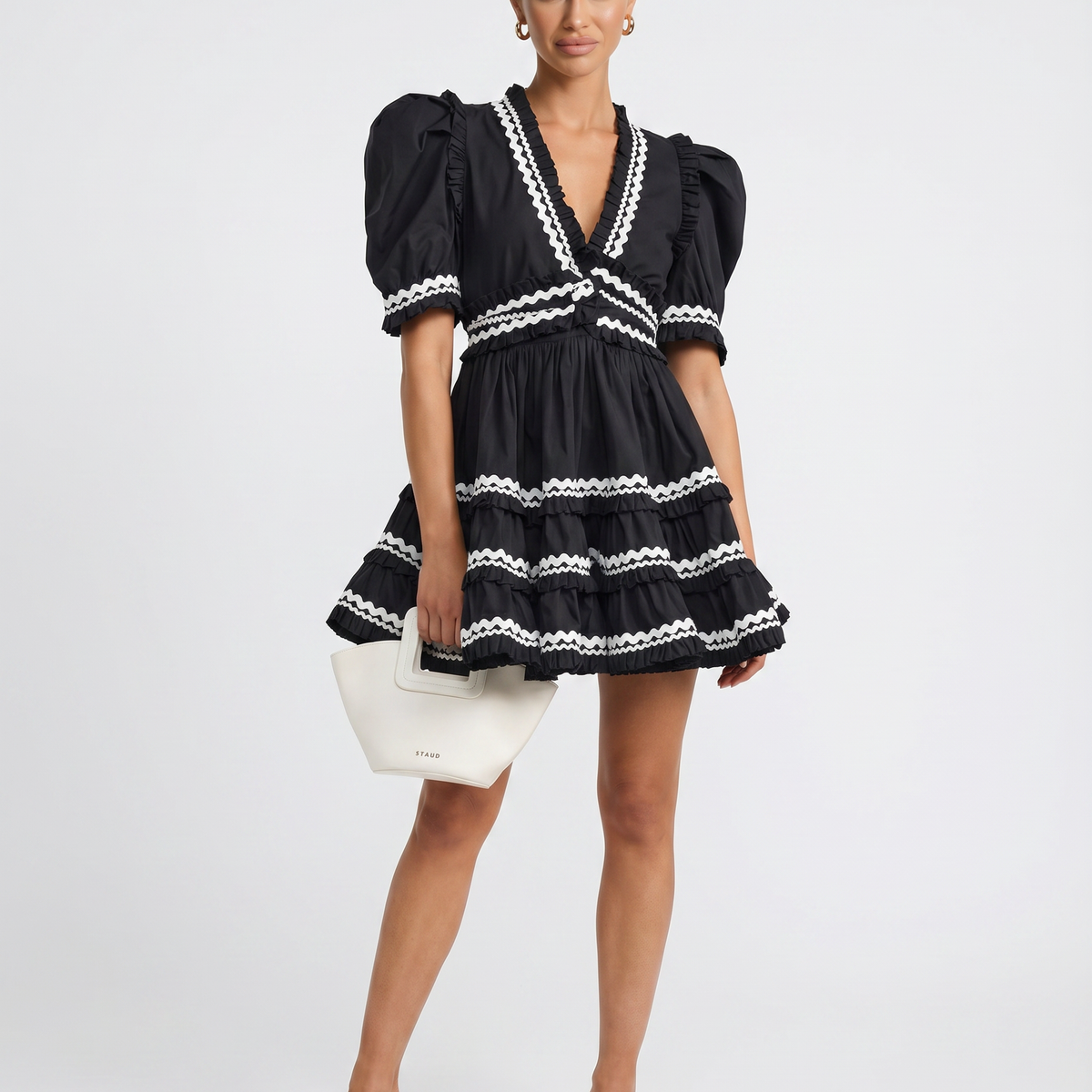 Nellie | Mini Dress with Puff Sleeves and Ruffle Trim