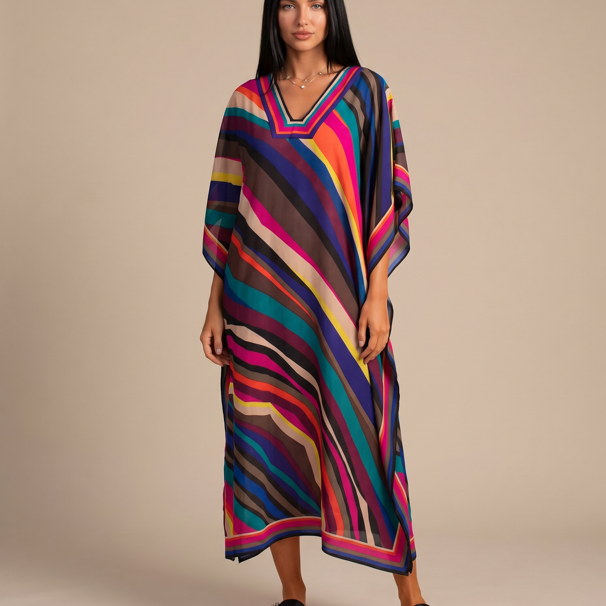 Baylor | Maxi Kaftan Dress with V-Neck and Side Slits