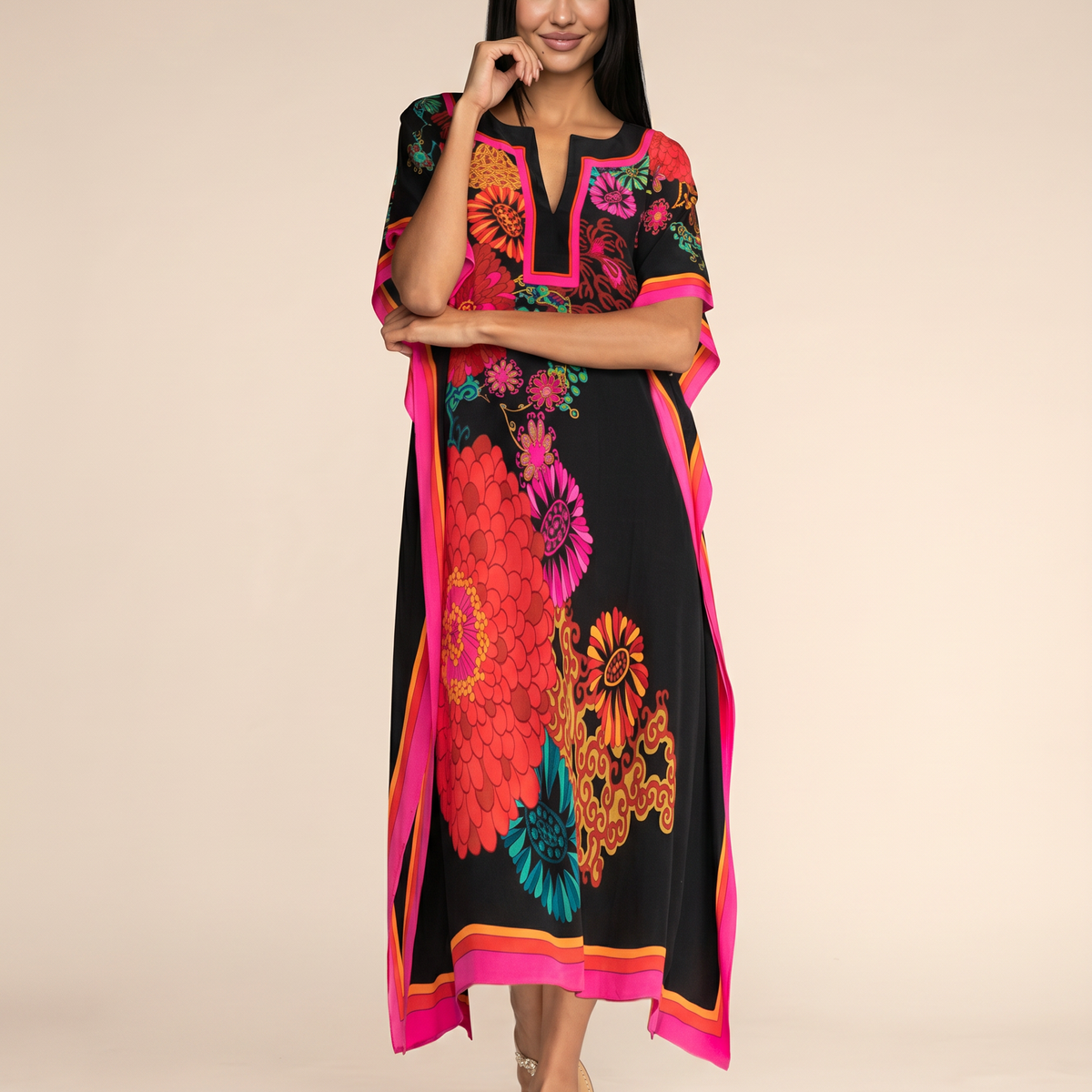 Baylor | Maxi Kaftan Dress with V-Neck and Side Slits