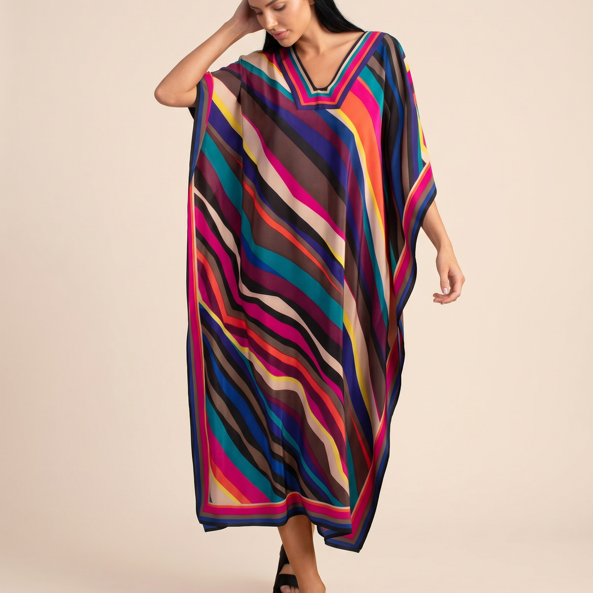 Baylor | Maxi Kaftan Dress with V-Neck and Side Slits