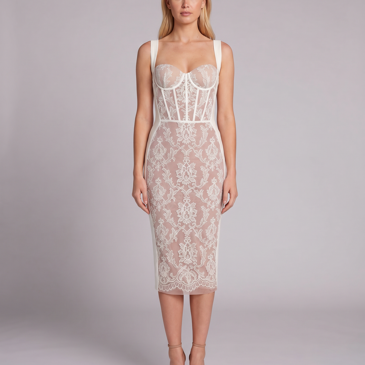 Ruby | Midi Dress with Lace Corset Panel