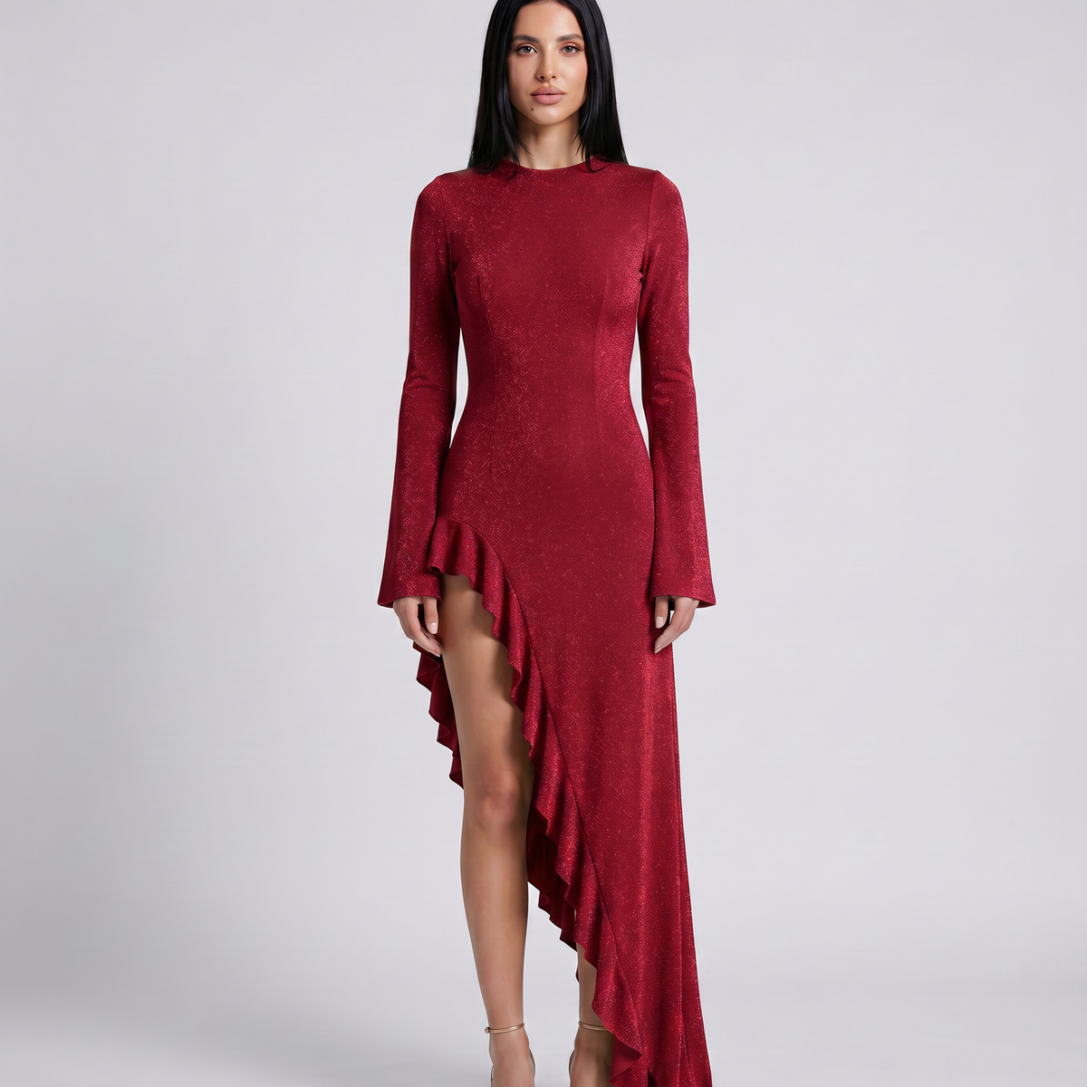 Holly | Asymmetrical Maxi Dress with Ruffle Hem