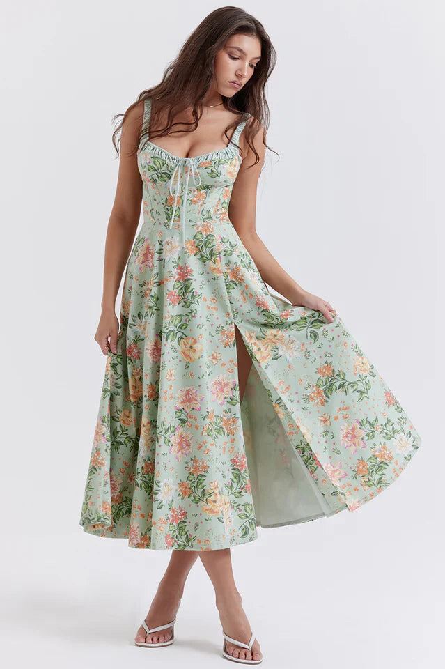 Claire | Midi Sundress with Bustier Bodice