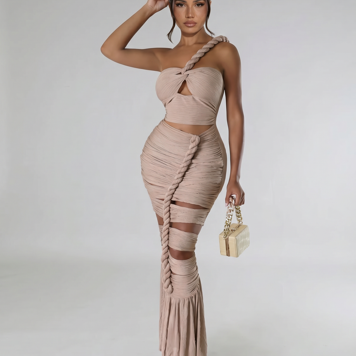 Silvia | Strapless Maxi Dress with Cut-Out Details