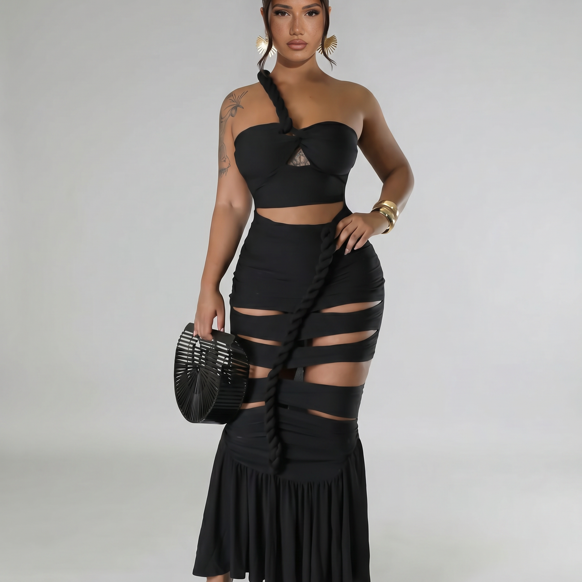 Silvia | Strapless Maxi Dress with Cut-Out Details