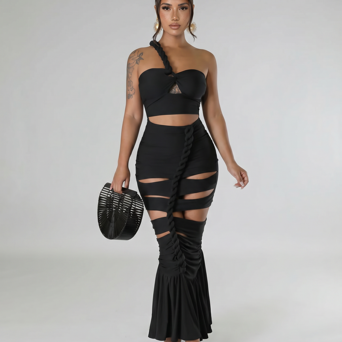Silvia | Strapless Maxi Dress with Cut-Out Details
