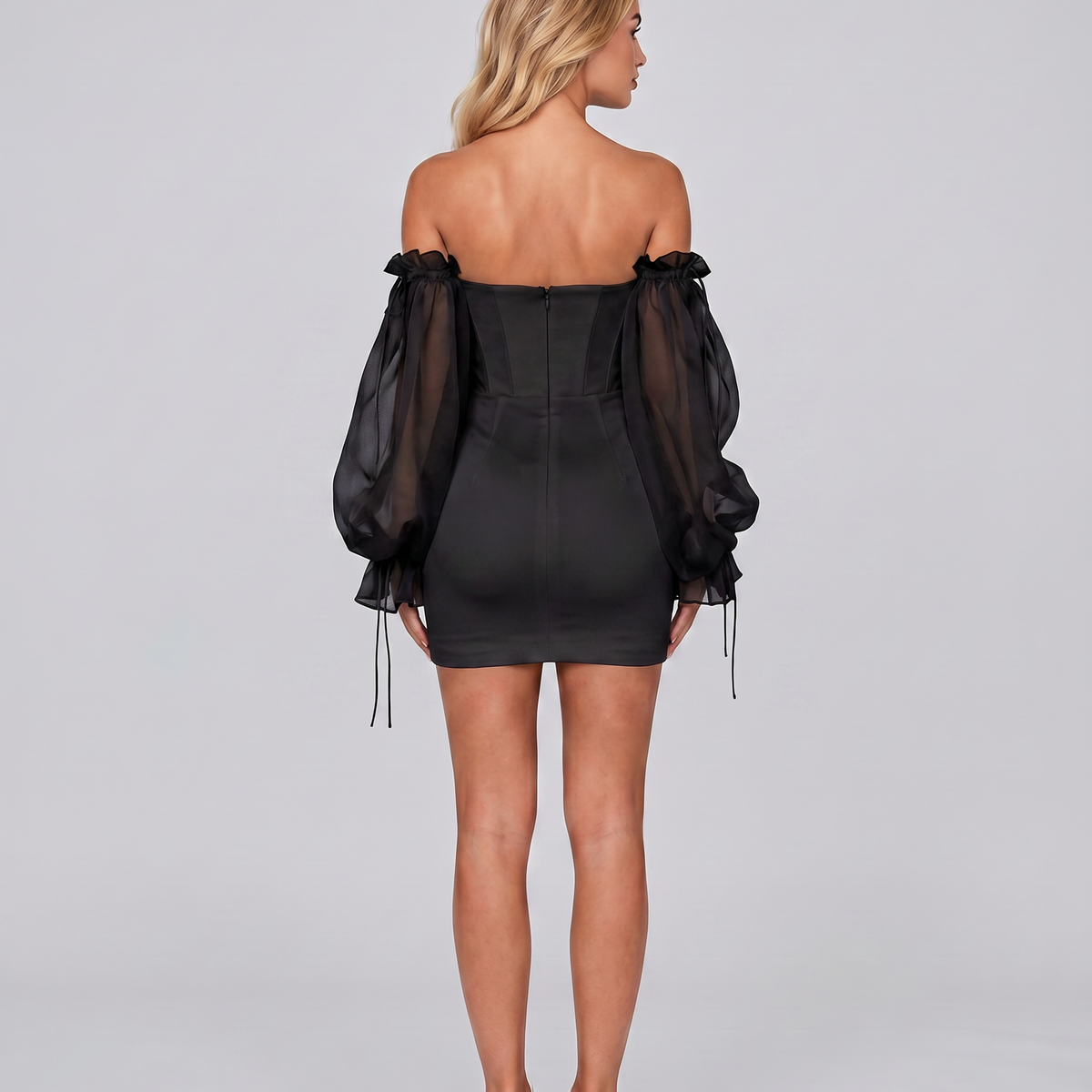 Joni | Mini Dress with Corset Bodice and Sheer Sleeves