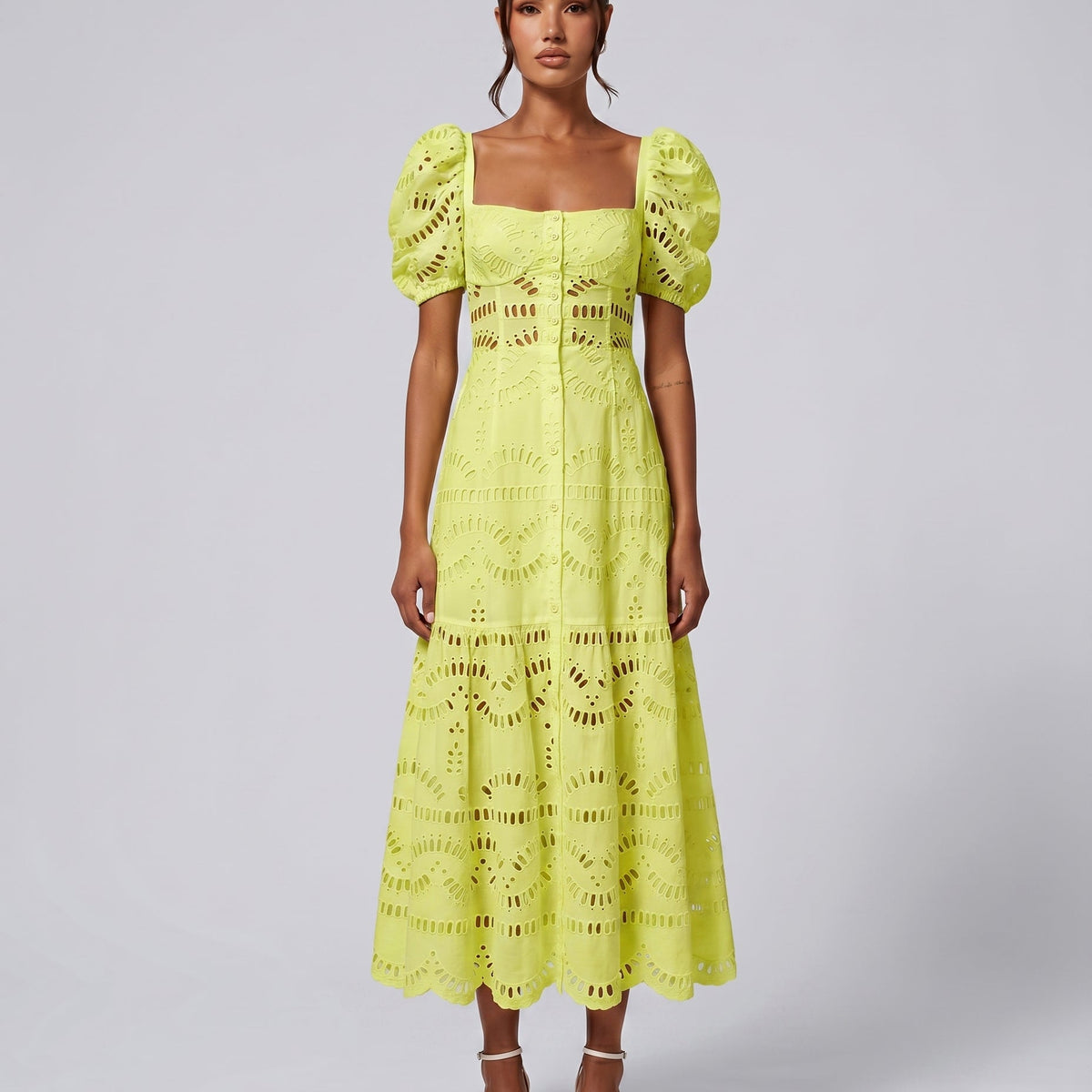 Miria | Midi Dress with Eyelet Embroidery