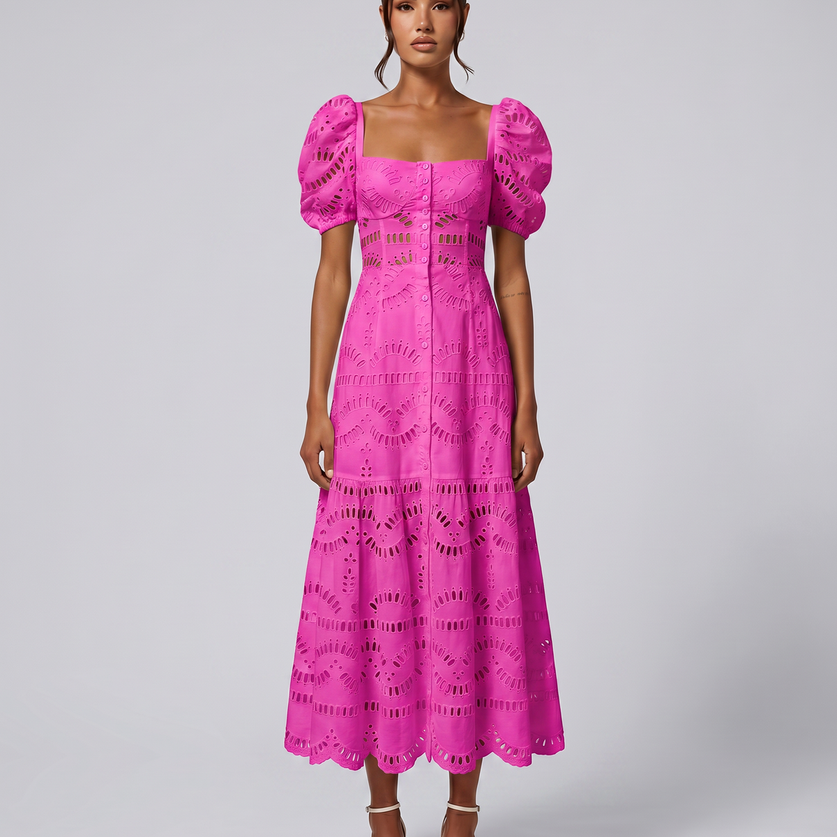 Miria | Midi Dress with Eyelet Embroidery