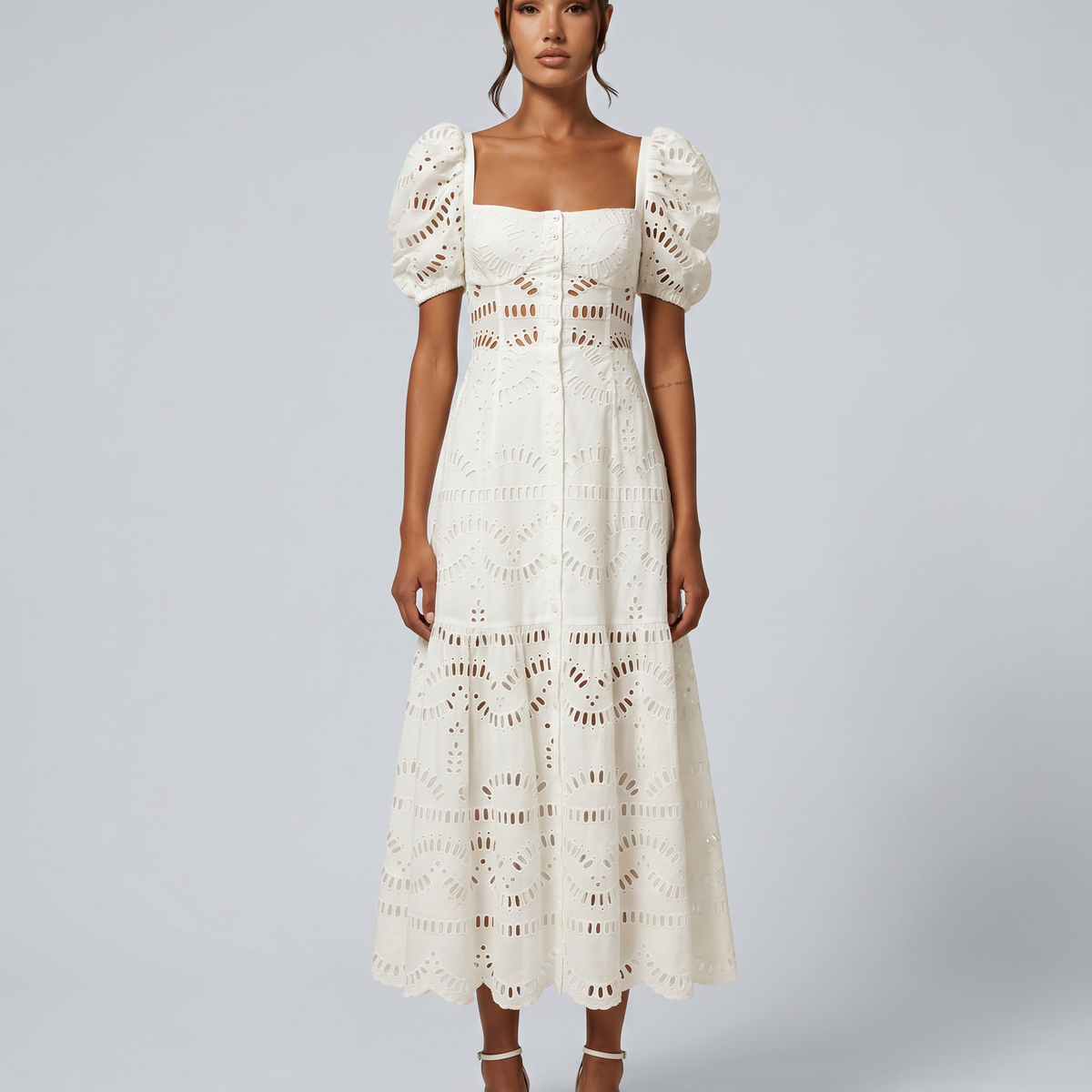 Miria | Midi Dress with Eyelet Embroidery