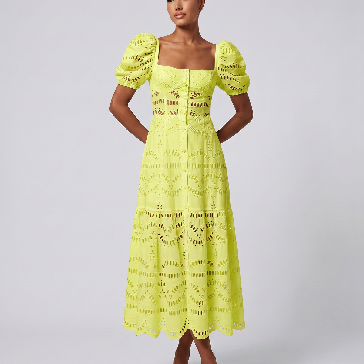 Miria | Midi Dress with Eyelet Embroidery