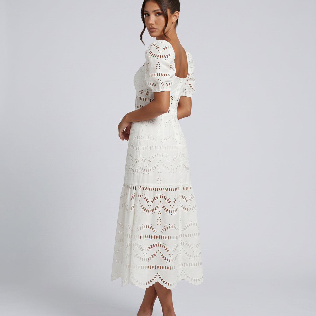 Miria | Midi Dress with Eyelet Embroidery