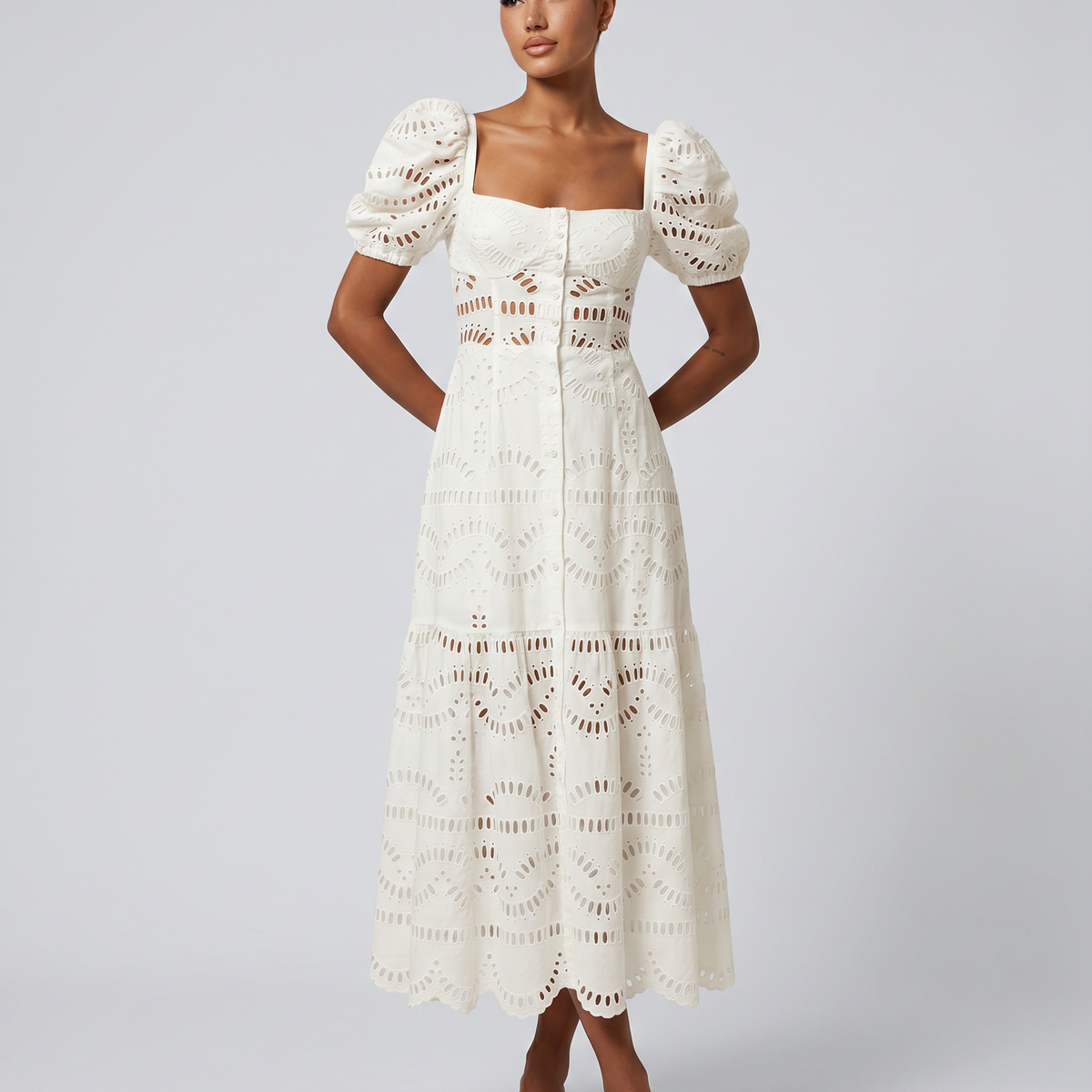 Miria | Midi Dress with Eyelet Embroidery