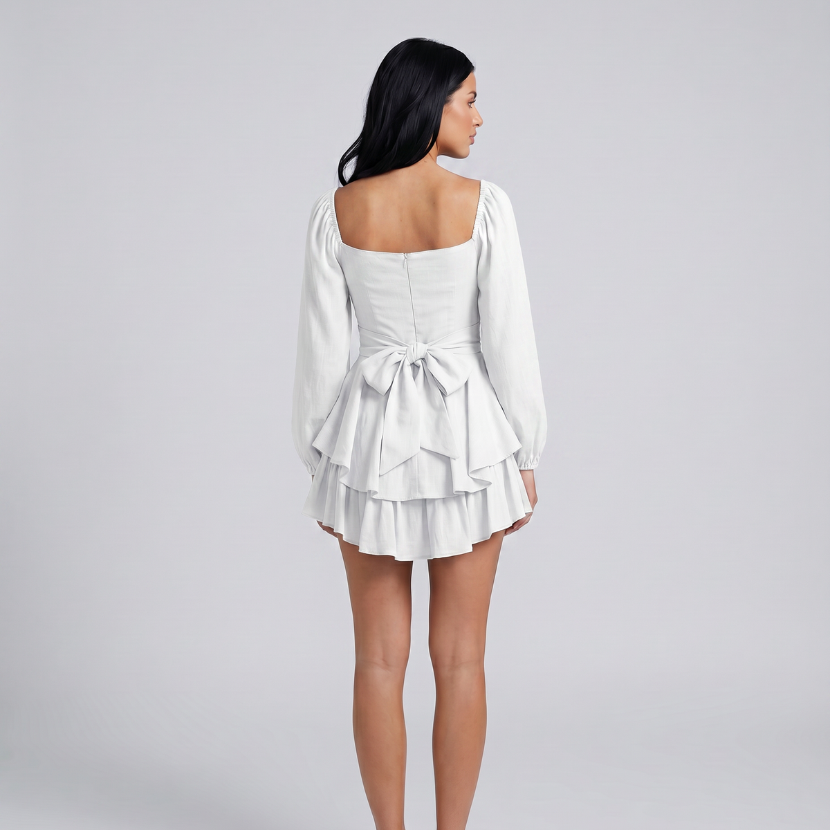 Kendra | Mini Dress with Square Neck and Tiered Ruffle Skirt