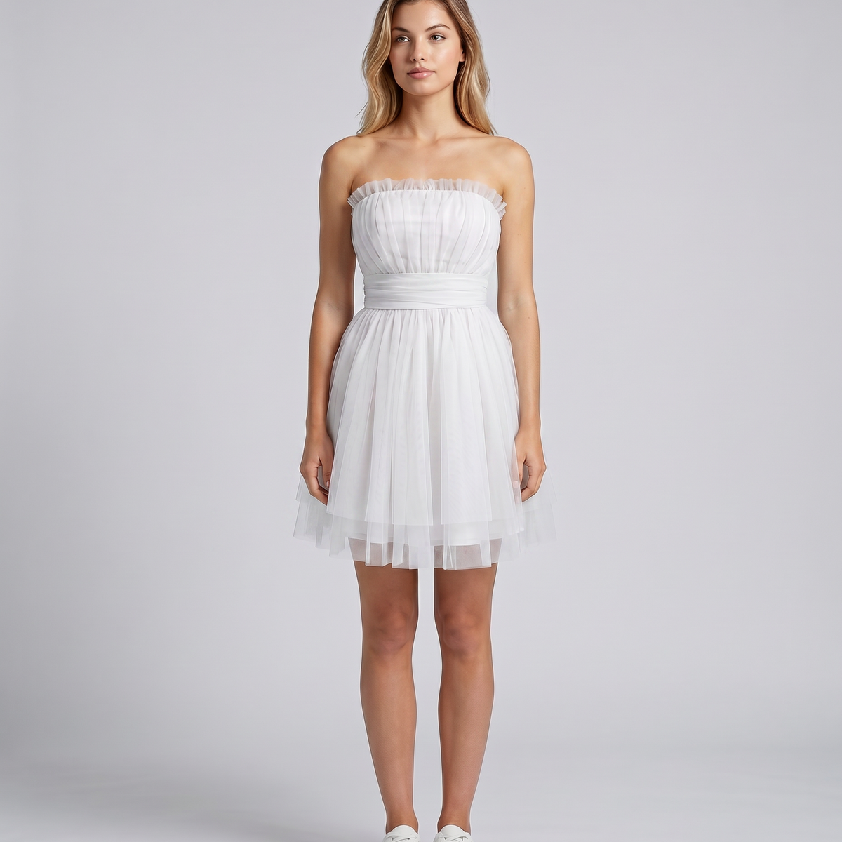 Nichole | Mini Dress with Strapless Tulle Skirt