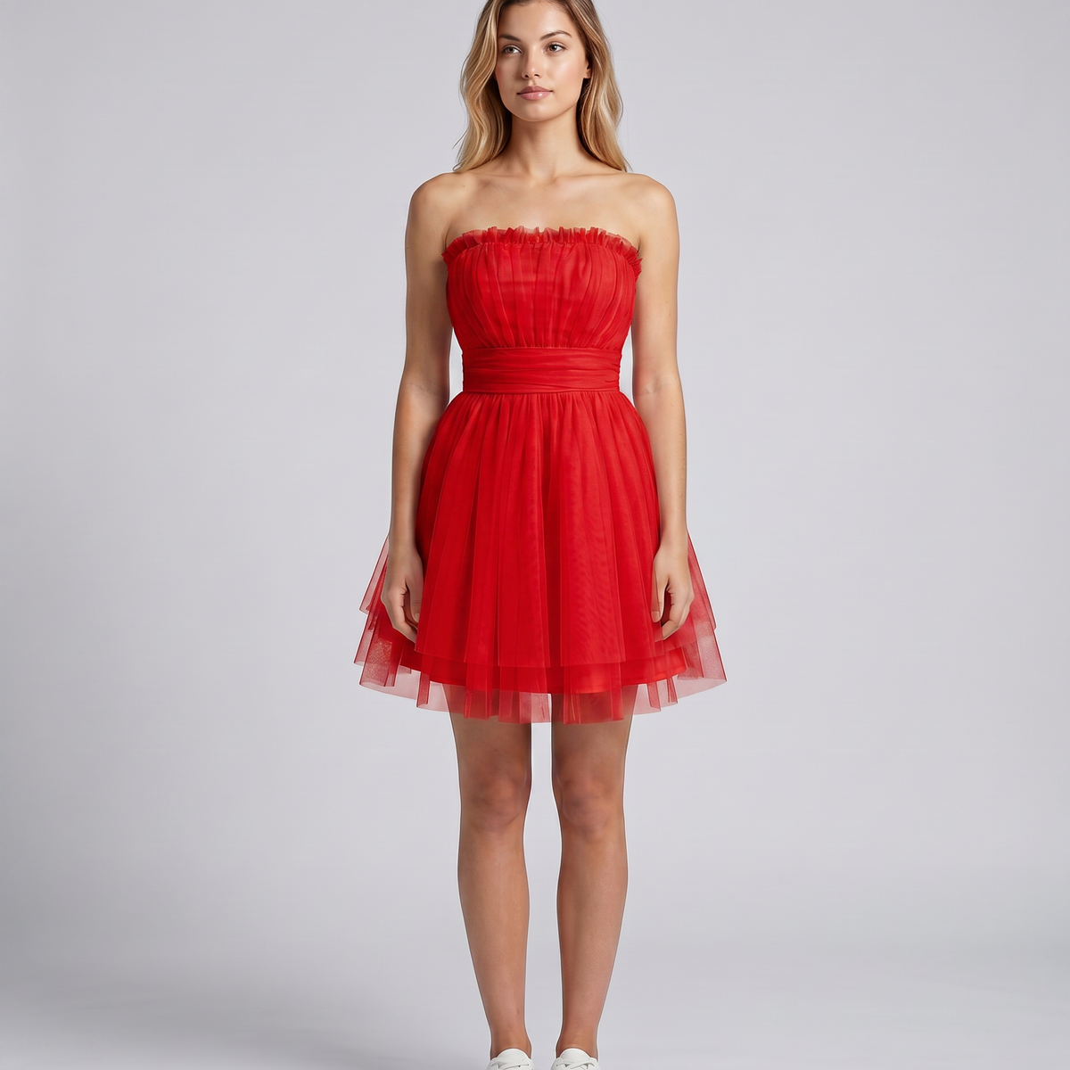 Nichole | Mini Dress with Strapless Tulle Skirt