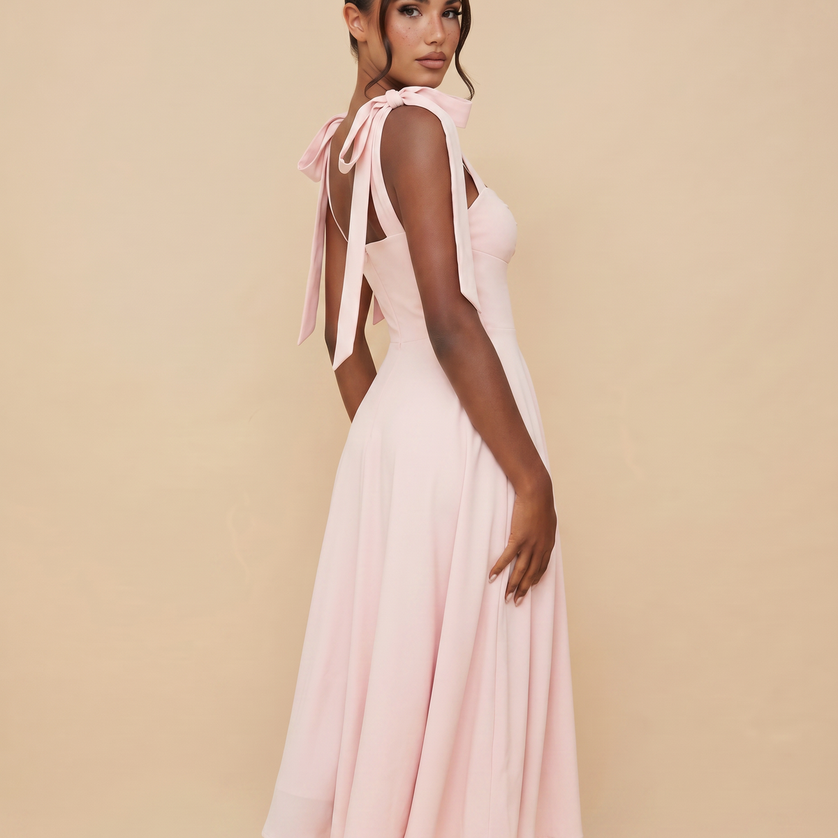 Leigh | Midi Dress with Tie Shoulder Straps