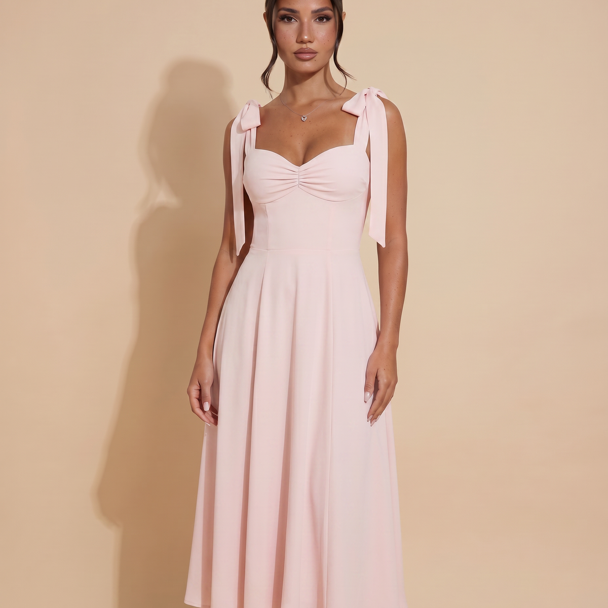 Leigh | Midi Dress with Tie Shoulder Straps