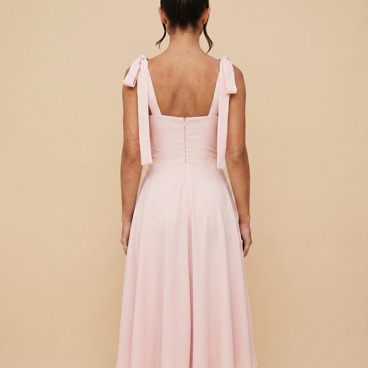 Leigh | Midi Dress with Tie Shoulder Straps