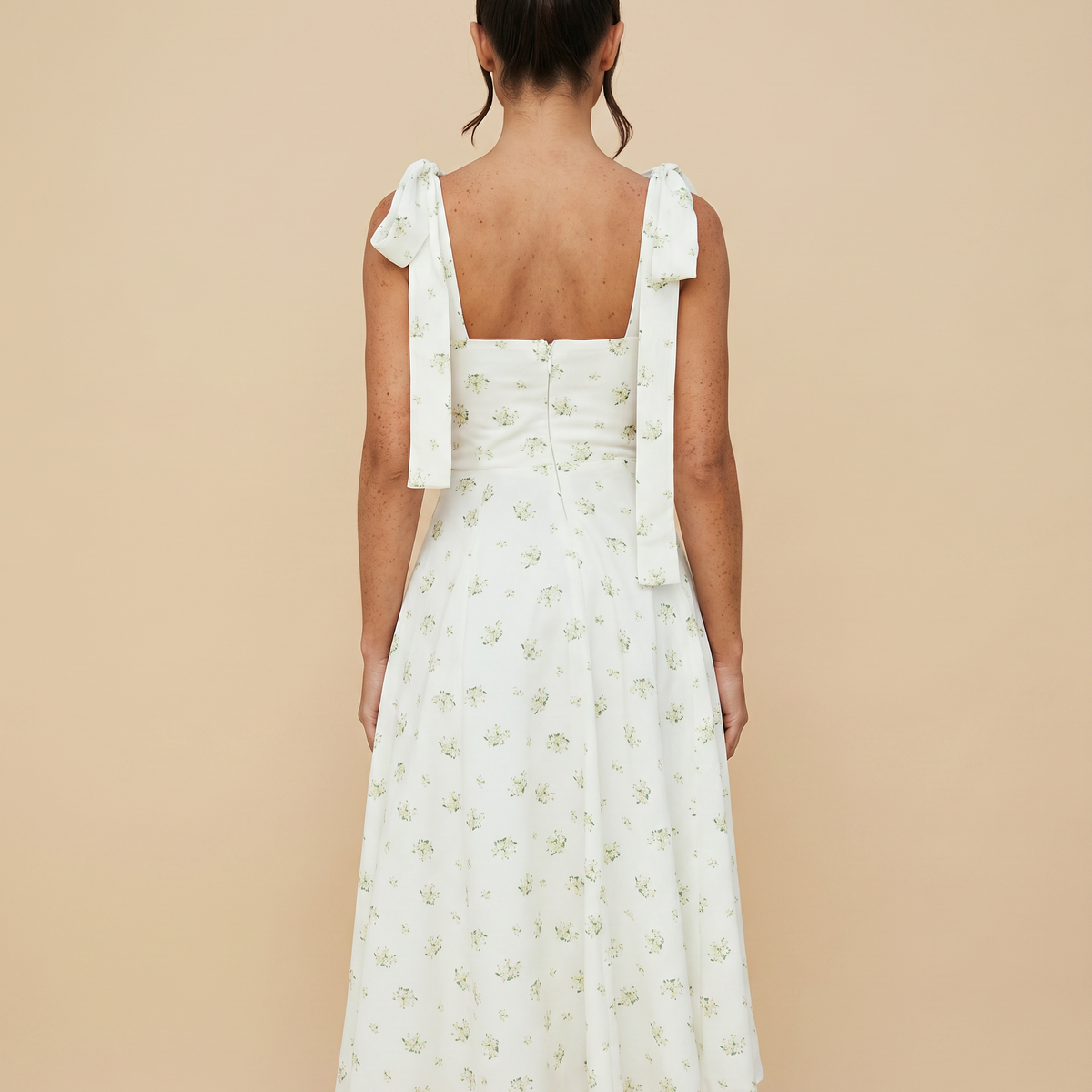 Leigh | Midi Dress with Tie Shoulder Straps