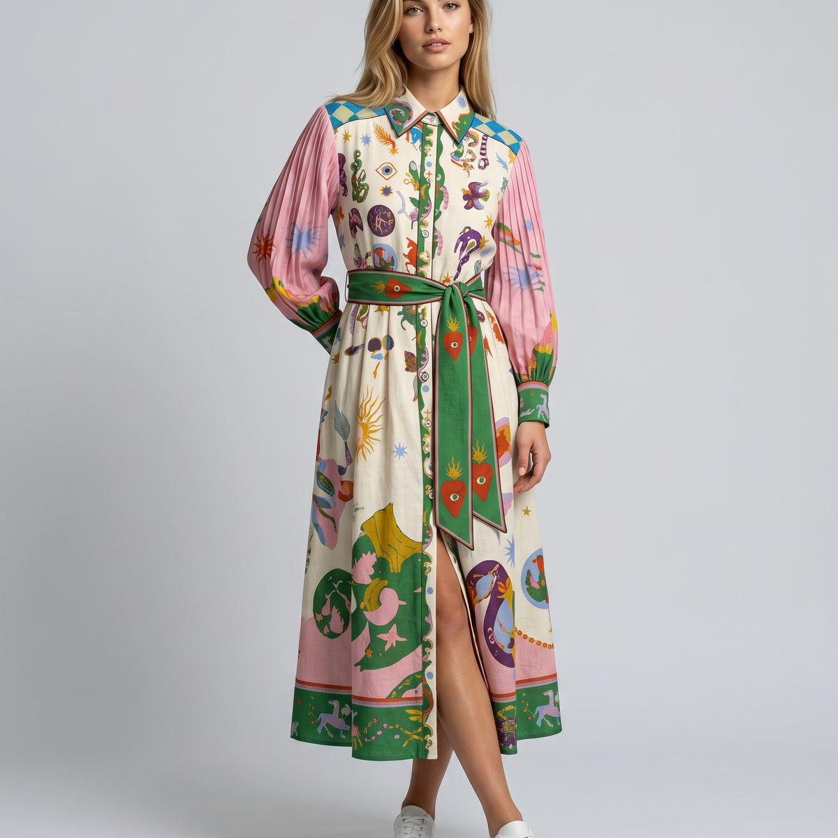 Lola | Midi Shirt Dress with Belted Waist