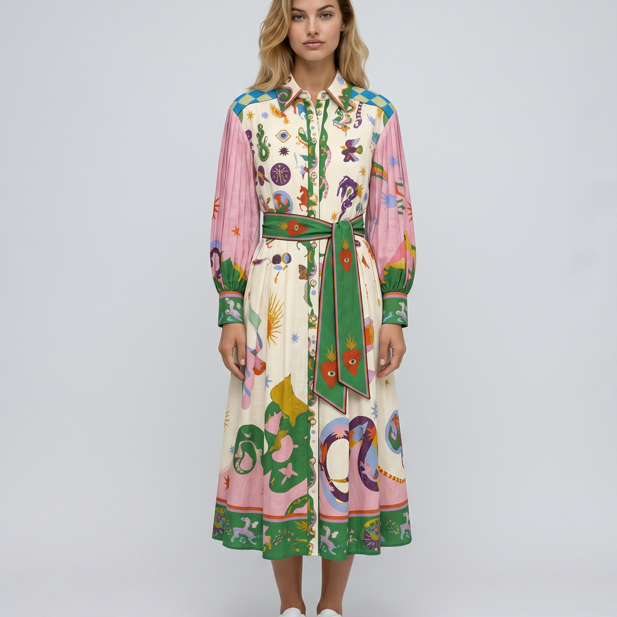 Lola | Midi Shirt Dress with Belted Waist
