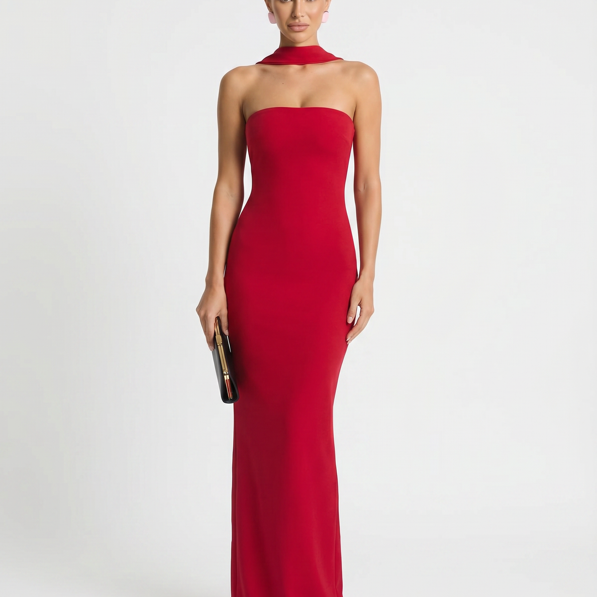 Aimee | Maxi Dress with Strapless Neckline and Back Slit