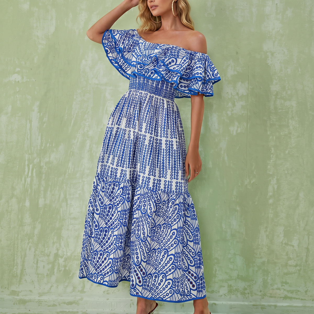 Azariah | Maxi Dress with Off-Shoulder Ruffle Bodice