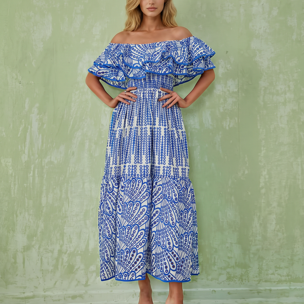 Azariah | Maxi Dress with Off-Shoulder Ruffle Bodice
